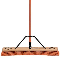 Leonard Dual-Bristle Push Broom, 30-Inch Wide Block With Steel Handle -Garden Outdoor 2630 2