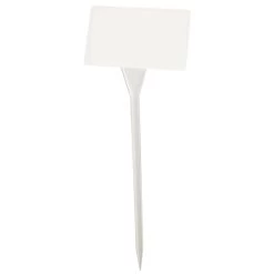 Angled Display White Plastic Stakes