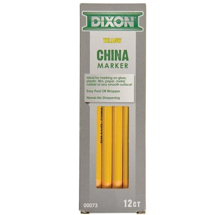 Yellow China Marker Pencils, Box Of 12 2 Yellow China Marker Pencils, Box Of 12 - Image 2