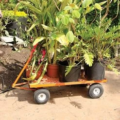 Leonard Pull-Style 4-Wheeled Nursery Cart With 2-Foot X 4-Foot Deck And Flat-Free Tires -Garden Outdoor f2448wg 3 1