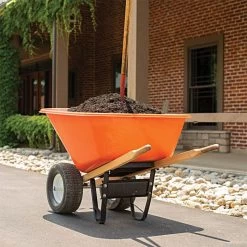 Leonard 2-Wheeled, 10-Cubic-Foot Capacity Poly Tray Wheelbarrow With Flat-Free Tires -Garden Outdoor fwb10 4 1