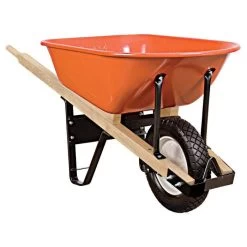 Leonard 6-Cubic-Foot Capacity Steel Tray Wheelbarrow With Narrow, Diamond Tread Tire