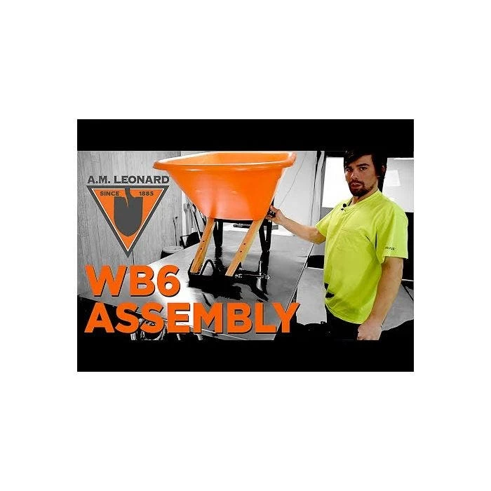 Leonard 6-Cubic-Foot Orange Poly Tray Wheelbarrow With Steel Handles And Diamond Tread Flat Free Tires 3 Leonard 6-Cubic-Foot Orange Poly Tray Wheelbarrow With Steel Handles And Diamond Tread Flat Free Tires - Image 3