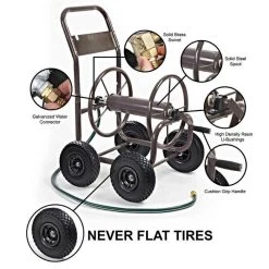 Liberty Garden Hose Wagon With Flat Free Tires, 250ft Capacity -Garden Outdoor hw250ff callouts