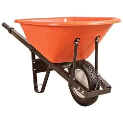 Leonard 6 Cubic Foot Poly Tray Wheelbarrows With Steel Handles -Garden Outdoor vp wbs 4