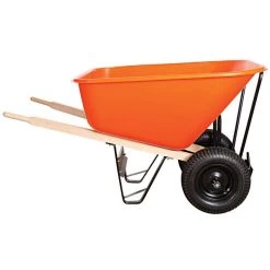 Leonard 2-Wheeled, 10-Cubic-Foot Capacity Poly Tray Wheelbarrow With Pneumatic Tires -Garden Outdoor wb10 2 1