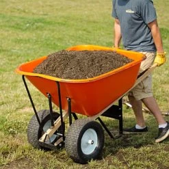Leonard 2-Wheeled, 10-Cubic-Foot Capacity Poly Tray Wheelbarrow With Pneumatic Tires -Garden Outdoor wb10 6 1